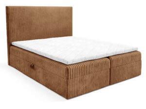 Miniaturka 6 - Łóżko tapicerowane ceglaste w tkaninie sztruksowej