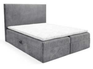 Miniaturka 8 - Łóżko tapicerowane szare w tkaninie sztruksowej