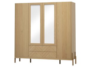 Miniaturka 2 - Szafa jesionowa z lustrami i frontami w jodełkę na toczonych nogach