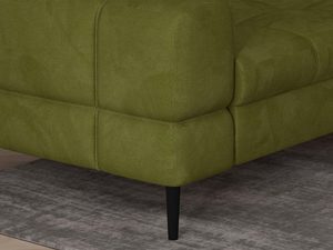 Miniaturka 3 - Oliwkowy narożnik detal tapicerki welurowej i nogi zbliżenie