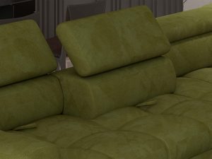 Miniaturka 4 - Oliwkowy narożnik detal zagłówków regulowanych i siedziska zbliżenie