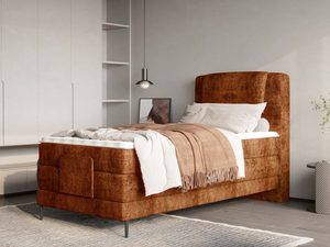 Miniaturka 10 - Ceglane łóżko jednoosobowe tapicerowane w sypialni perspektywa