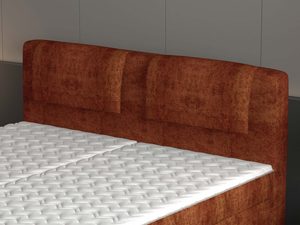 Miniaturka 4 - Łóżko kontynentalne ceglane detal zagłówka tapicerowanego zbliżenie