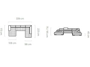 Miniaturka 16 - Narożnik w kształcie U wymiary 339x223 cm rysunek techniczny