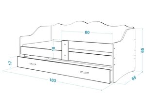 Miniaturka 31 - Łóżko dziecięce z szufladą wymiary 163x85 cm rysunek techniczny