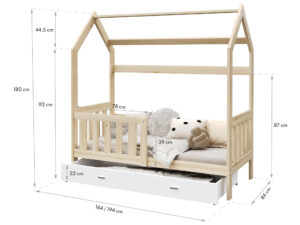 Miniaturka 8 - Łóżko domek ze schowkiem i barierką Bella