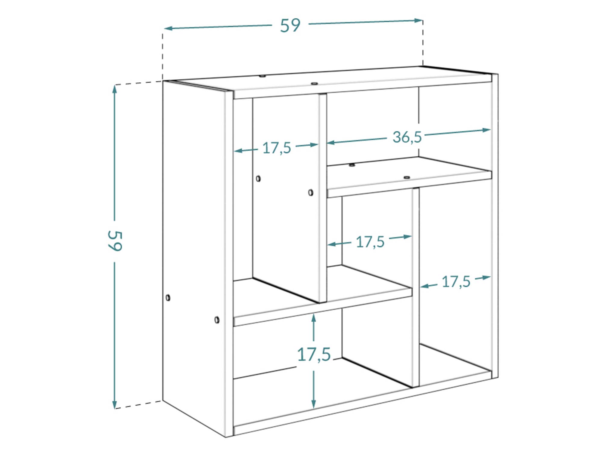 Wymiary półki SETTE 59×59 cm – rysunek techniczny Wymiary półki SETTE 59×59 cm – rysunek techniczny