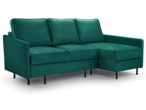 Miniaturka 7 - Turkusowy narożnik welurowy mały w kształcie L z poduszkami perspektywa