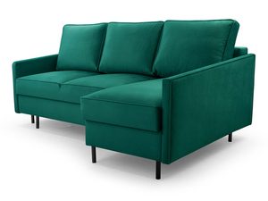 Miniaturka 17 - Turkusowy narożnik welurowy mały w kształcie L perspektywa góra