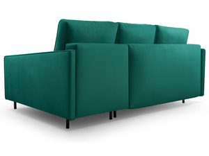 Miniaturka 9 - Turkusowy narożnik welurowy mały w kształcie L tył konstrukcja