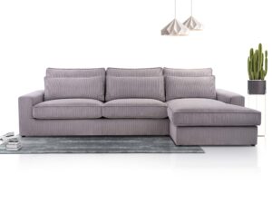 Miniaturka 7 - Narożnik sztruksowy szary z prawą ottomaną w aranżacji z dodatkami