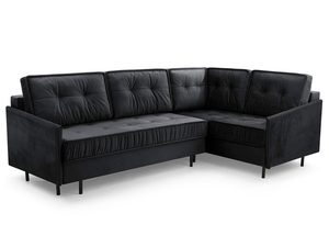 Miniaturka 6 - Antracytowy narożnik tapicerowany z czarnymi metalowymi nogami