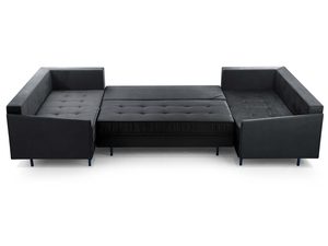 Miniaturka 7 - Grafitowy narożnik welurowy w kształcie U rozłożony funkcja spania