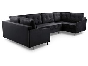 Miniaturka 11 - Grafitowy narożnik welurowy w kształcie U perspektywa lewy