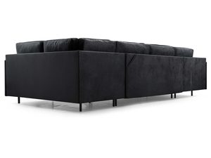 Miniaturka 9 - Grafitowy narożnik tapicerowany welurowy w kształcie U tył konstrukcja