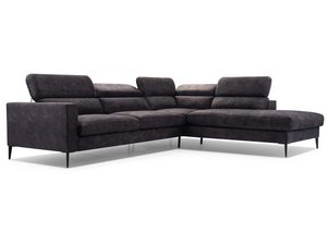 Miniaturka 11 - Tapicerowany narożnik grafitowy z chromowanymi nogami