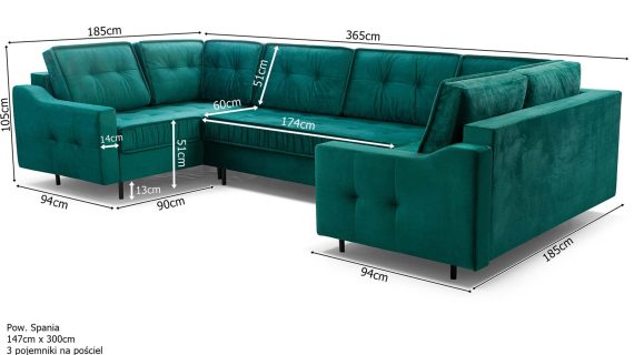 Miniaturka 11 - Narożnik Loftowy Z Pojemnikiem Rozkładany Tulano U