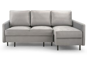 Miniaturka 18 - Szary narożnik welurowy mały w kształcie L frontalny