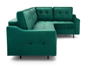 Miniaturka 11 - Szmaragdowy narożnik tapicerowany welurowy z poduszkami oparcia