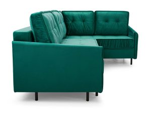 Miniaturka 7 - Turkusowy narożnik welurowy w kształcie L profil boczny tył