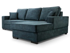 Miniaturka 2 - Granatowy narożnik welurowy w kształcie L perspektywa prawy bok