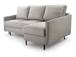 Miniaturka 16 - Szary narożnik welurowy mały w kształcie L perspektywa góra