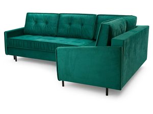 Miniaturka 6 - Narożnik welurowy turkusowy w kształcie L perspektywa prawy bok