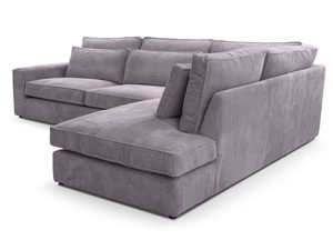 Miniaturka 3 - Beżowy sztruksowy narożnik mini z boku z masywnymi podłokietnikami