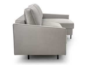 Miniaturka 14 - Szary narożnik welurowy mały w kształcie L profil boczny