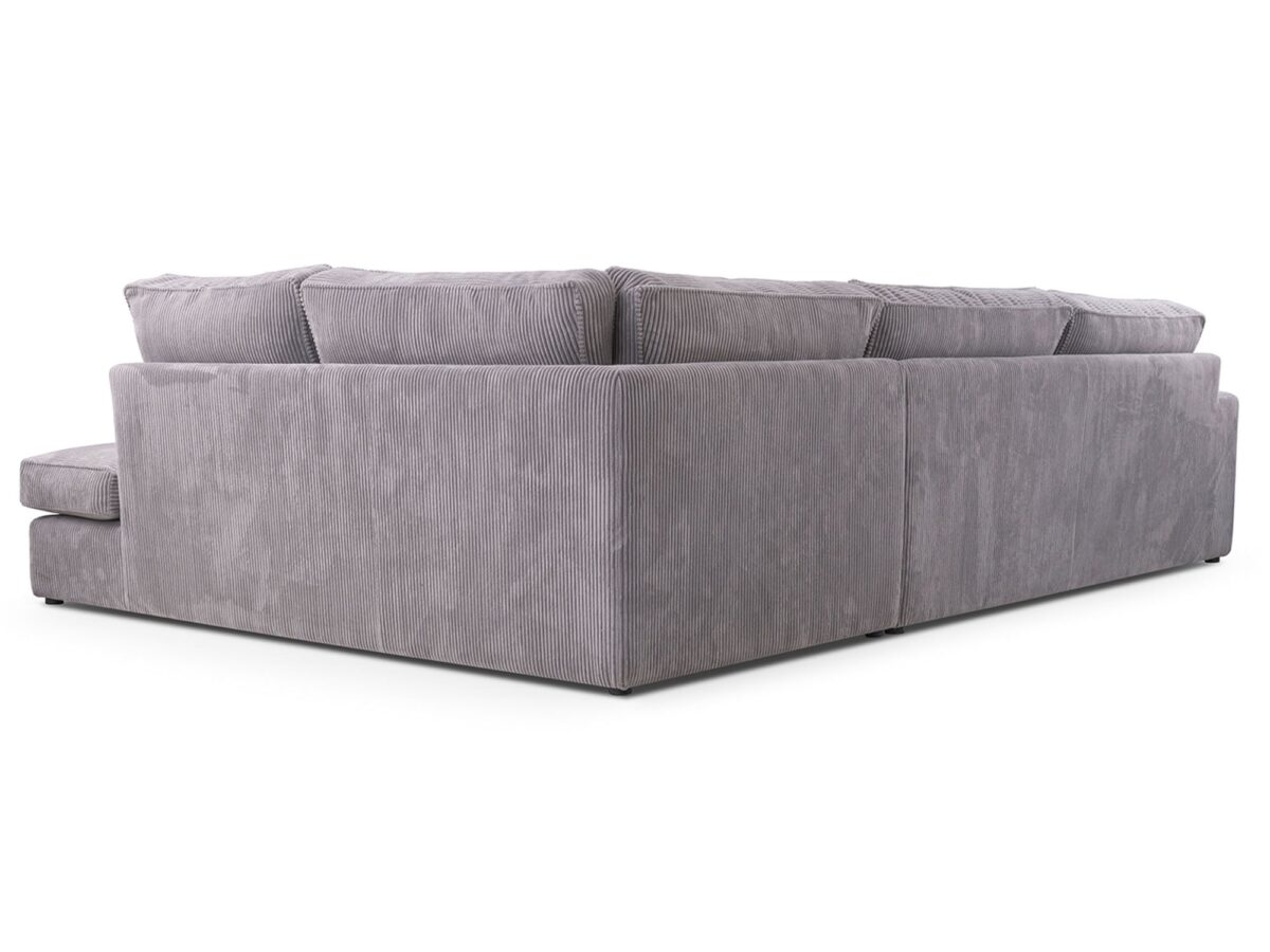 Tylna konstrukcja narożnika mini beżowego w tkaninie sztruksowej Tylna konstrukcja narożnika mini beżowego w tkaninie sztruksowej