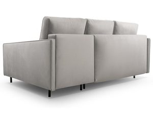 Miniaturka 8 - Szary narożnik welurowy mały w kształcie L tył konstrukcja oparcie