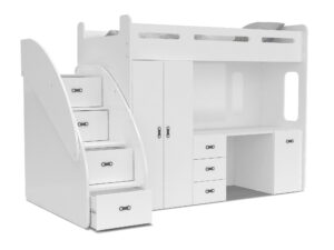 Miniaturka 6 - Łóżko piętrowe z biurkiem i szafą Noelis