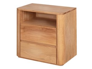 Miniaturka 1 - Dębowa szafka nocna z półką i dwoma szufladami perspektywa