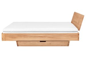 Miniaturka 1 - Łóżko dębowe z materacem szufladą i skośnym zagłówkiem profil boczny