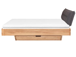 Miniaturka 1 - Dębowe łóżko z materacem szufladą i poduszką grafitową pikowaną profil boczny