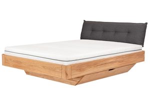 Miniaturka 2 - Łóżko dębowe z materacem szufladą i tapicerowaną poduszką grafitową perspektywa