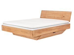 Miniaturka 2 - Dębowe łóżko z materacem szufladą i skośnym zagłówkiem perspektywa