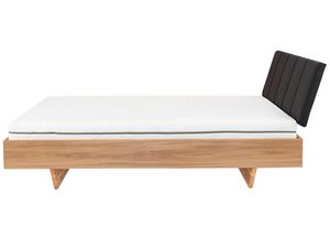 Miniaturka 1 - Dębowe łóżko z materacem i zagłówkiem grafitowym profil na skośnych nogach