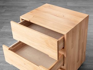 Miniaturka 3 - Dębowa szafka nocna z dwoma otwartymi szufladami widok z góry