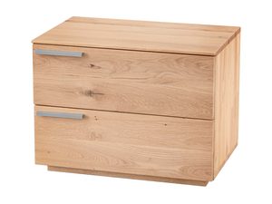 Miniaturka 2 - Dębowa szafka nocna z dwoma szufladami i metalowymi uchwytami perspektywa