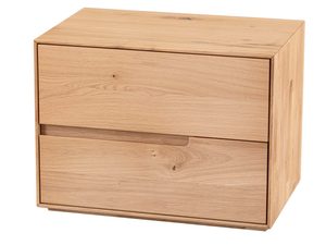 Miniaturka 1 - Dębowa szafka nocna z dwoma szufladami wycięte uchwyty perspektywa