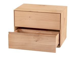 Miniaturka 2 - Szafka nocna dębowa z otwartą dolną szufladą pokazującą wnętrze