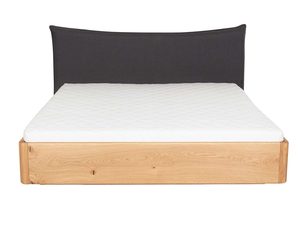 Miniaturka 1 - Dębowe łóżko z materacem i tapicerowaną poduszką grafitową frontalny