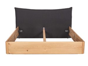 Miniaturka 3 - Rama łóżka dębowego bez stelaża z poduszką tapicerowaną grafitową frontalny