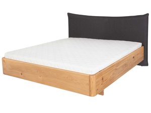 Miniaturka 5 - Dębowe łóżko z materacem i tapicerowaną poduszką grafitową perspektywa