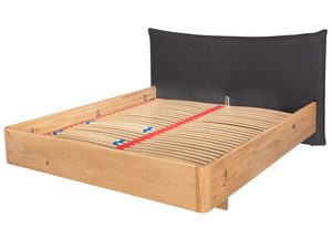 Miniaturka 6 - Łóżko dębowe ze stelażem listwowym i poduszką grafitową perspektywa