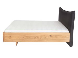 Miniaturka 9 - Dębowe łóżko z materacem i tapicerowaną poduszką grafitową profil
