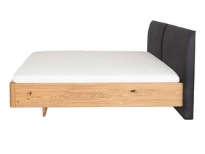 Miniaturka 1 - Łóżko dębowe z materacem i tapicerowanym zagłówkiem grafitowym profil