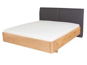 Miniaturka 4 - Łóżko dębowe z materacem i tapicerowanym zagłówkiem grafitowym perspektywa