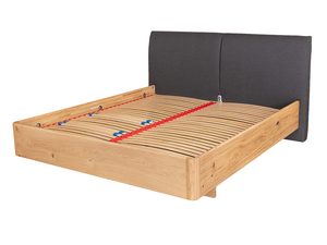 Miniaturka 3 - Łóżko dębowe ze stelażem i tapicerowanym zagłówkiem grafitowym perspektywa
